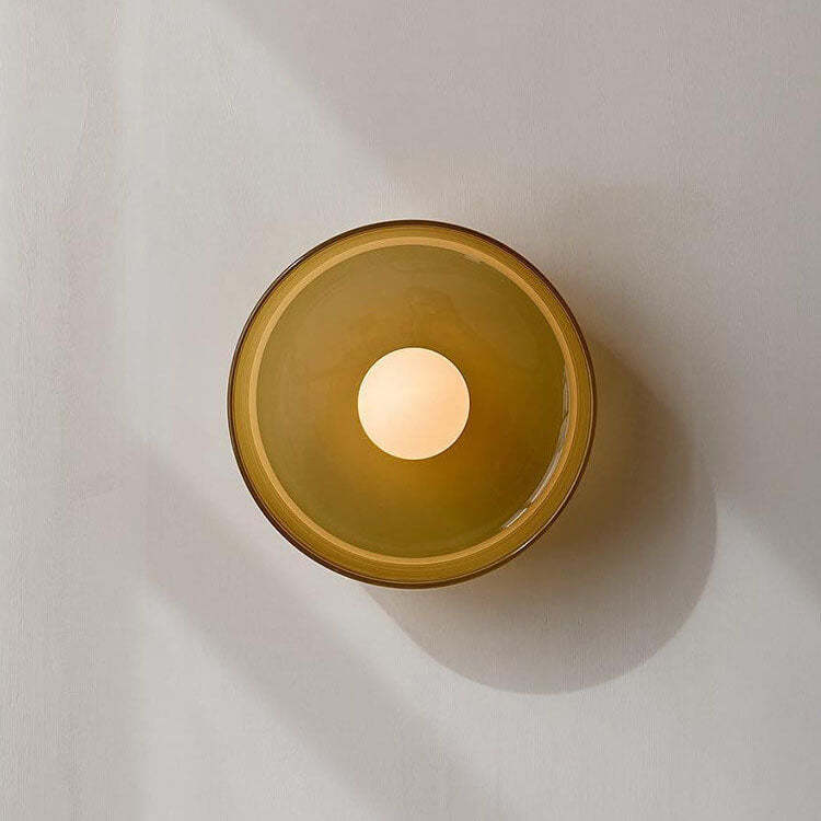 Scandinavian Modern Round Plate Iron Glass Sconce