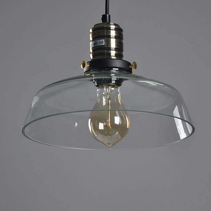 Industrial Transparent Glass Bowl Pendant Light
