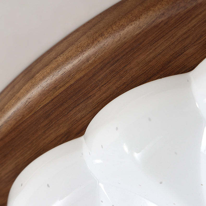 Minimalist Flower Walnut Acrylic LED Flush Mount Light