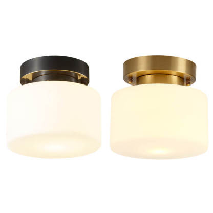 Minimalist Drum Glass Copper Ceiling Light