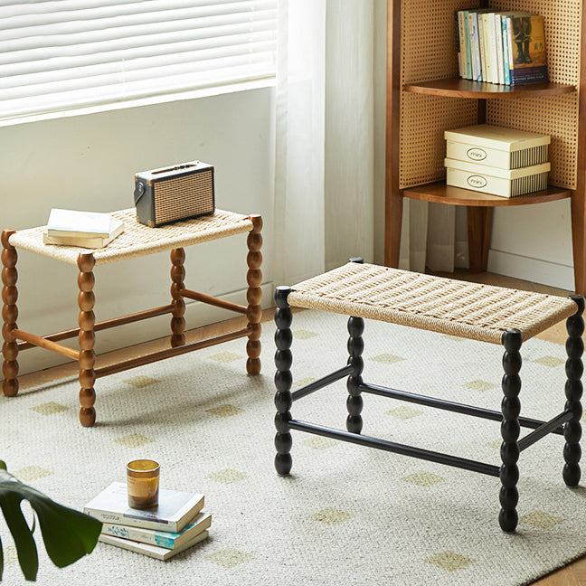 Vintage Wood Kraft Rope Coffee Table — Walnut