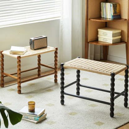 Vintage Wood Kraft Rope Coffee Table — Walnut