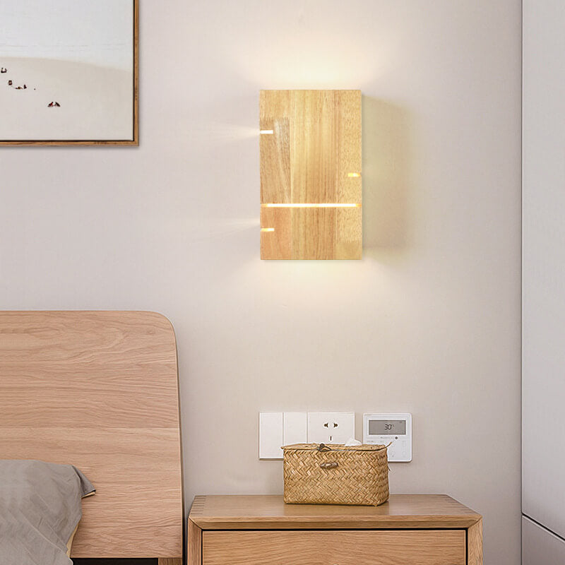 Japanese Minimalist Wooden Square Sconce