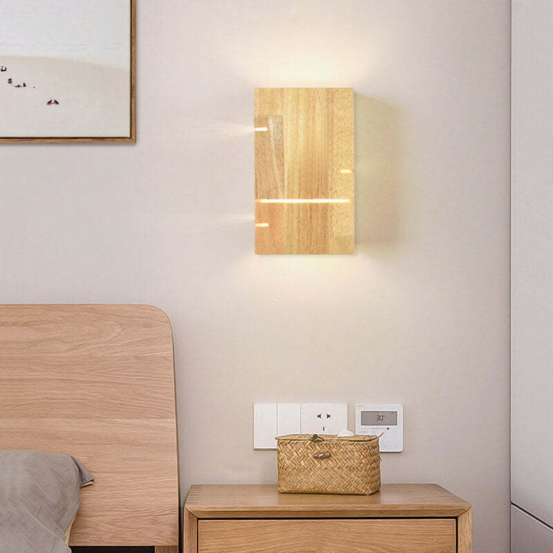 Japanese Minimalist Wooden Square Sconce