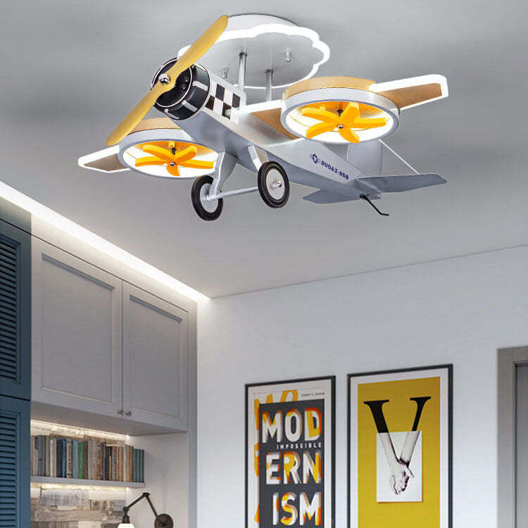 Cartoon Airplane Iron Acrylic LED Kids Ceiling Light