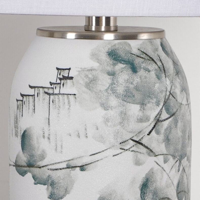 Modern Chinese Ink Ceramic Fabric Lamp