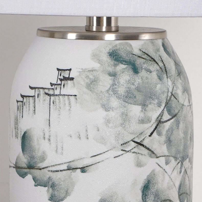 Modern Chinese Ink Ceramic Fabric Lamp