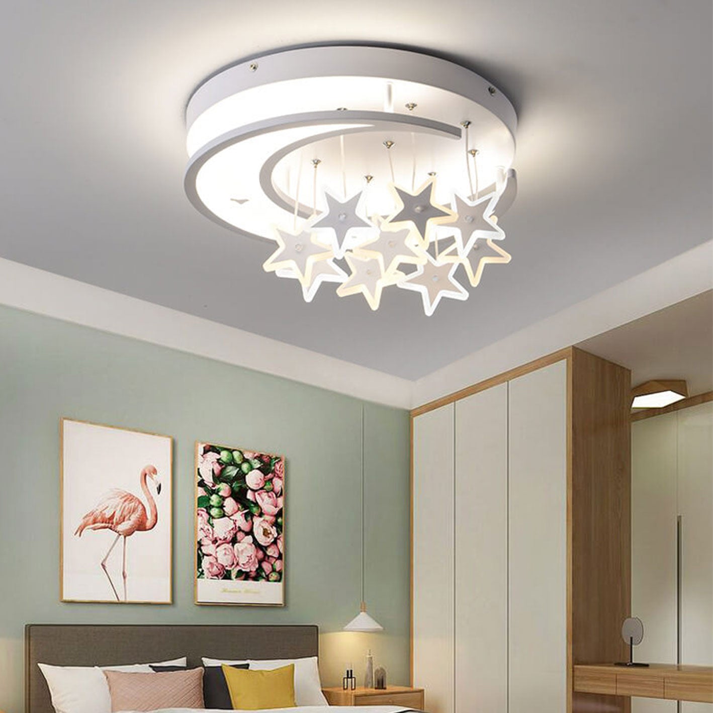 Modern Hanging Star Round LED Flush Mount Light