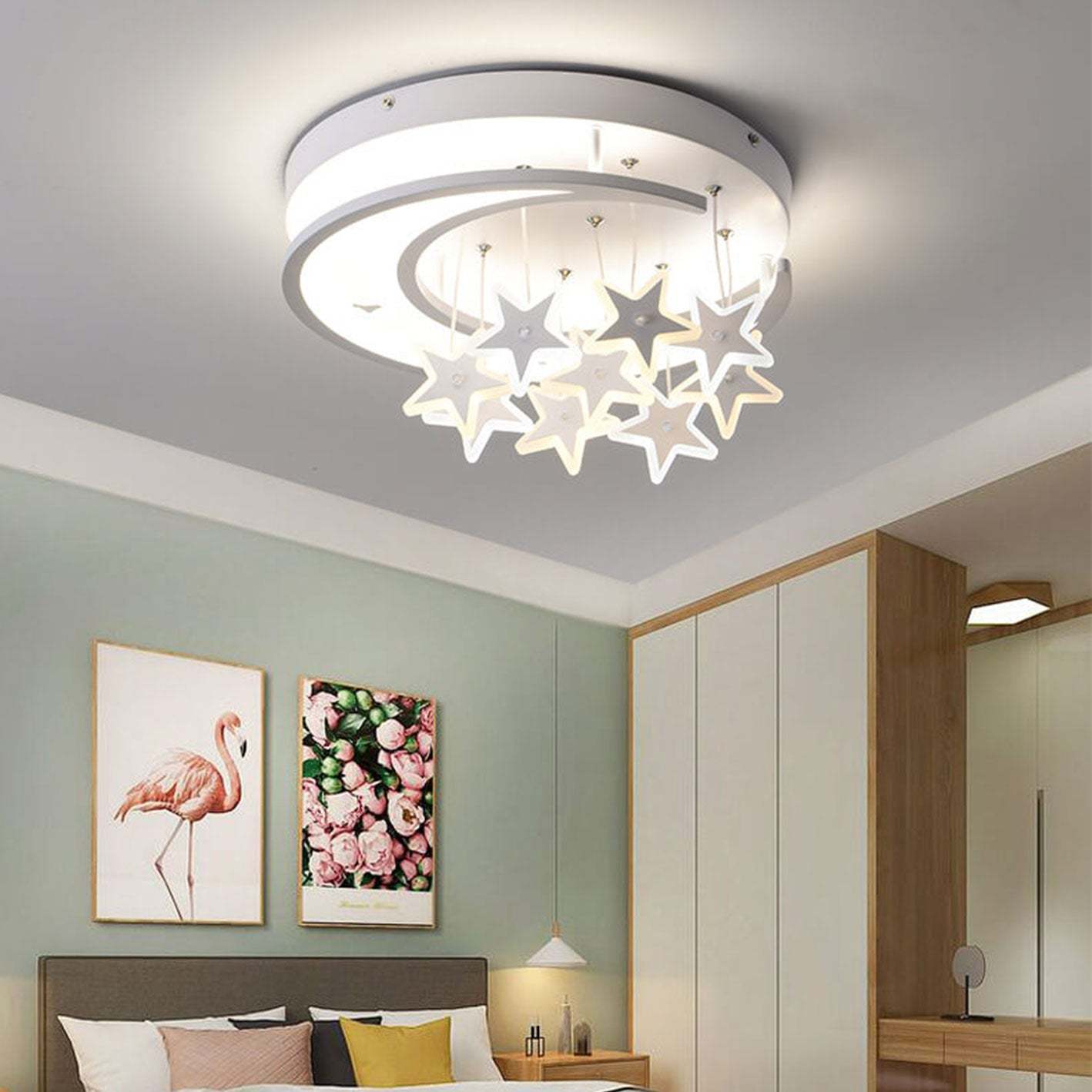 Modern Hanging Star Round LED Flush Mount Light