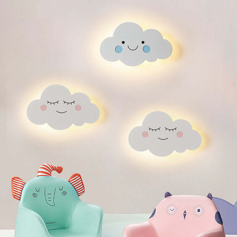 Nordic Cloud Iron Emoji Kids LED Sconce
