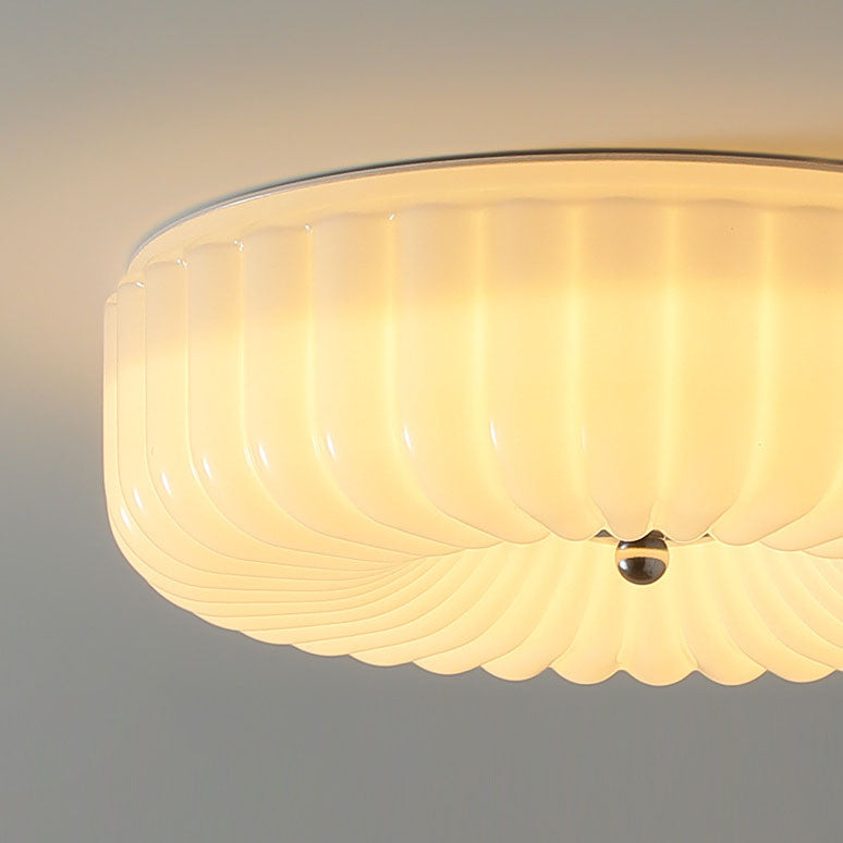 Nordic Striped Glass Round LED Flush Mount Light