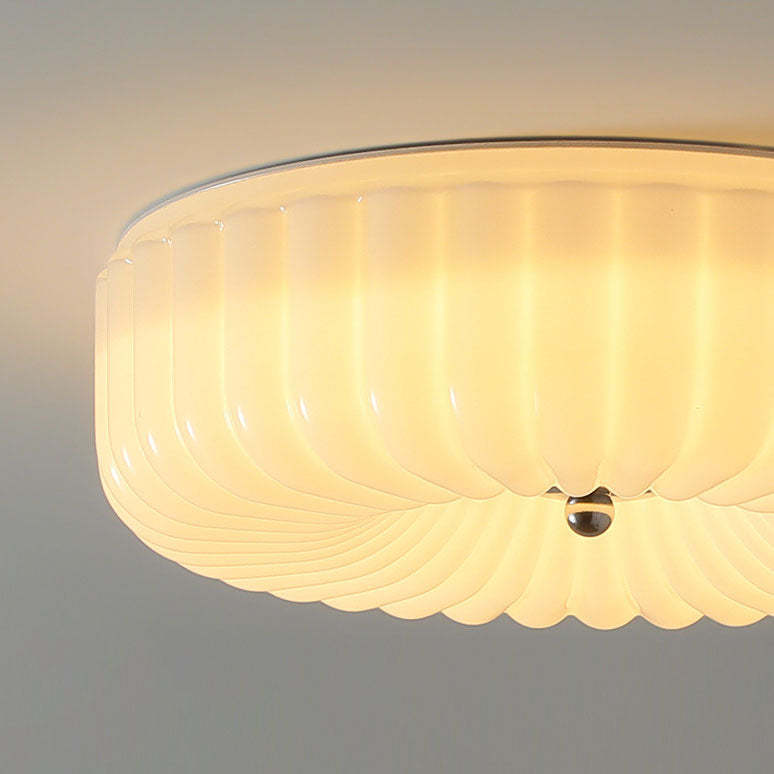 Nordic Striped Glass Round LED Flush Mount Light
