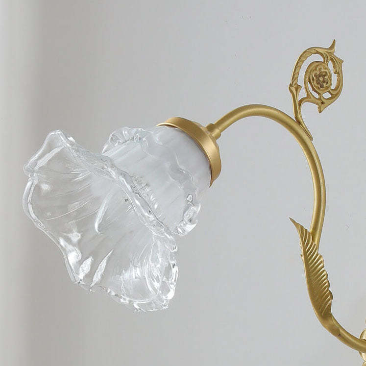 French Glass Flower Copper Wall Sconce