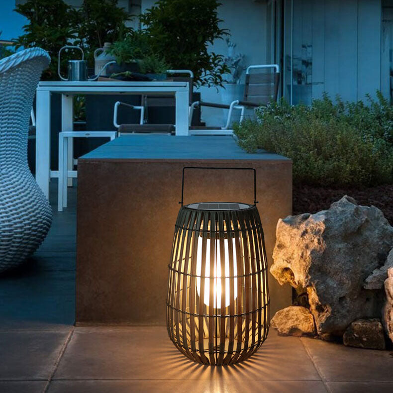 Modern Rustic Rattan Portable Solar LED Landscape Light
