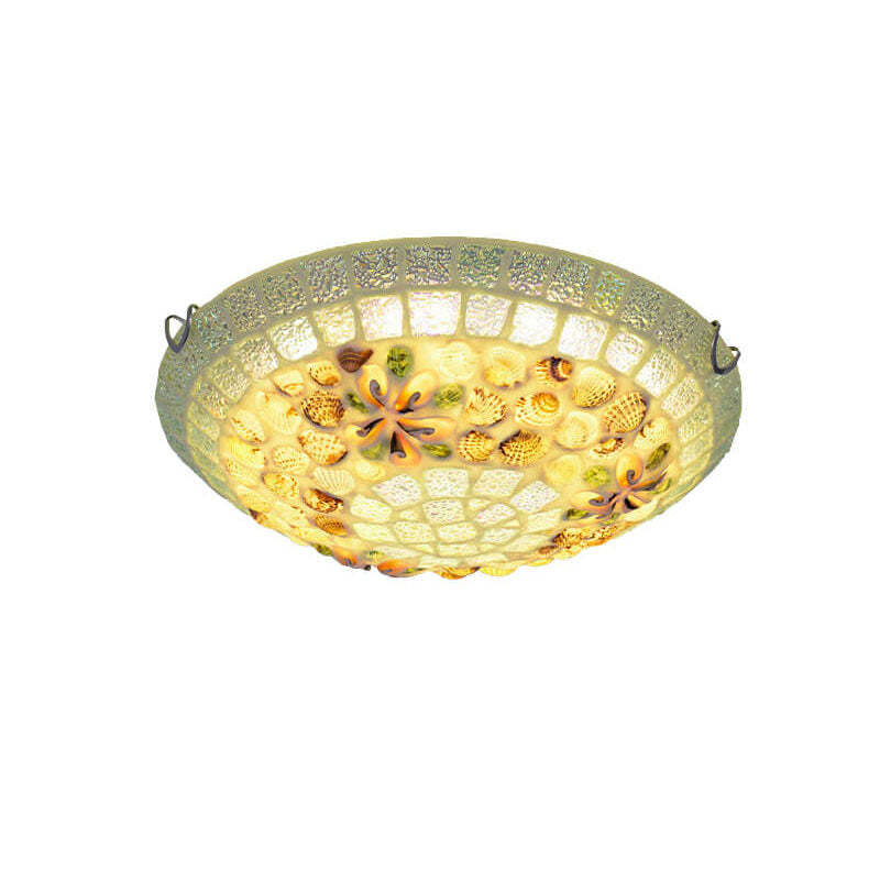 Tiffany Mosaic Shell Flush Mount Light