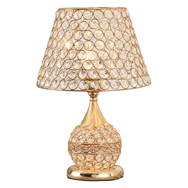 Nordic Luxury Crystal Cone Geometric Table Lamp — Push Button Switch / C / 220V-240V For UK/AU