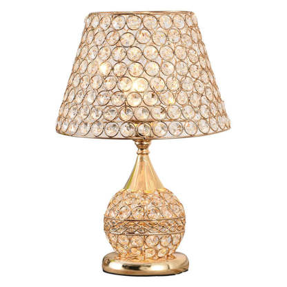 Nordic Luxury Crystal Cone Geometric Table Lamp — Push Button Switch / C / 220V-240V For UK/AU