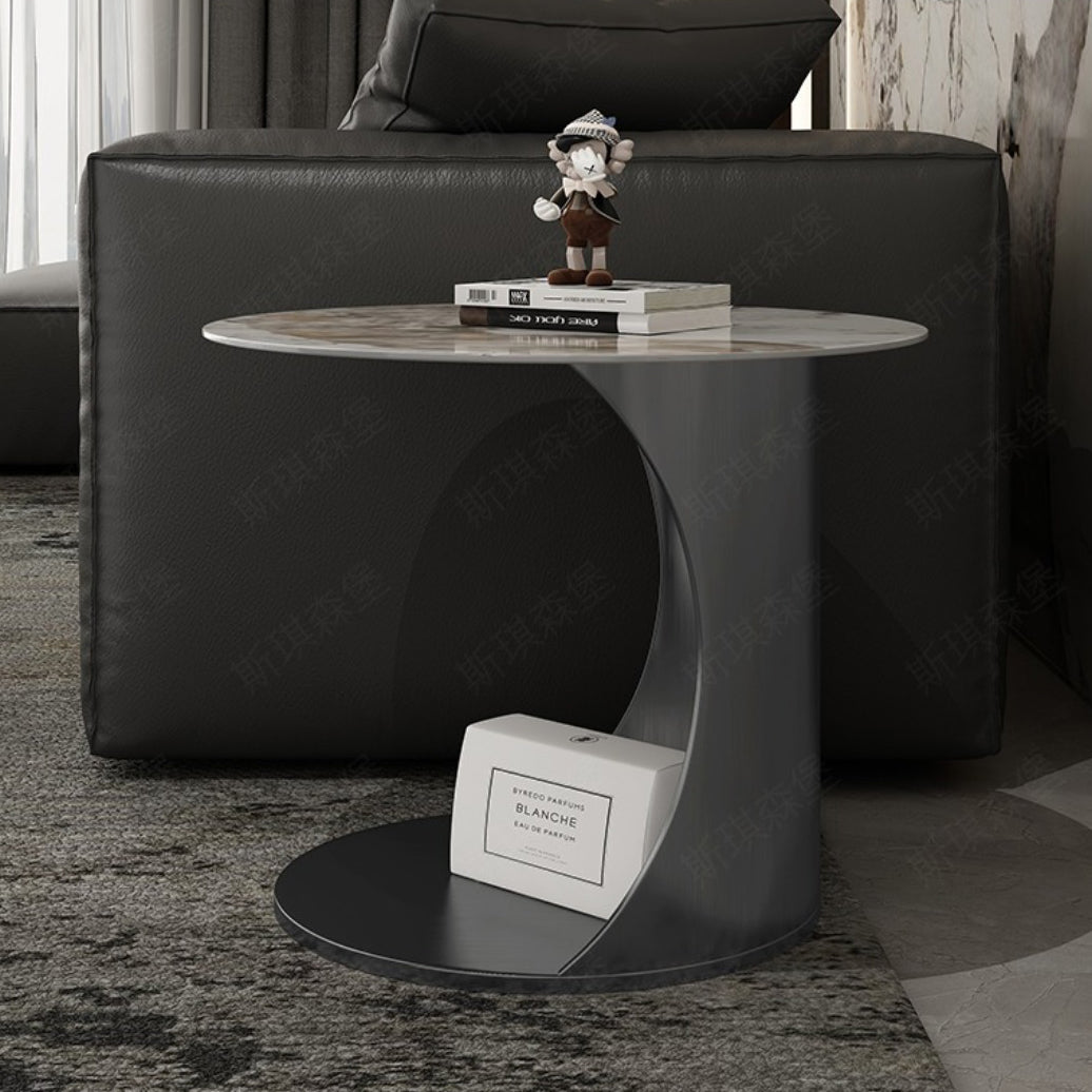 Contemporary Marble Pattern Steel Coffee Table