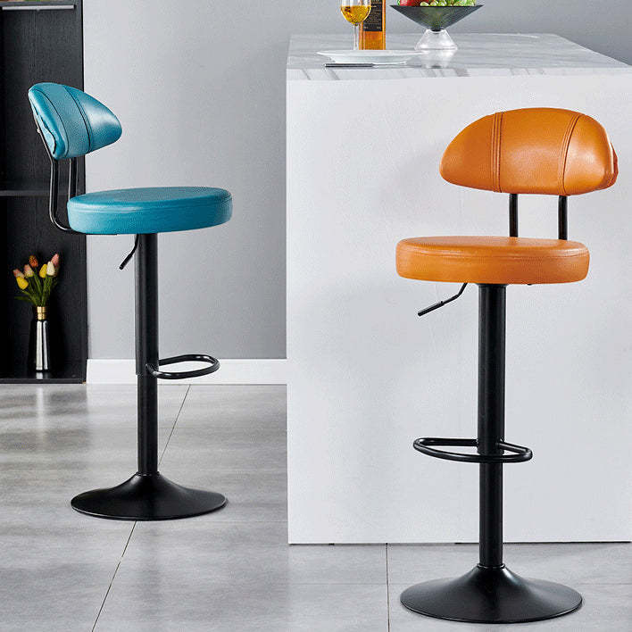 Modern Fabric Iron Semicircular Counter Stool — High / Dark Gray / Black