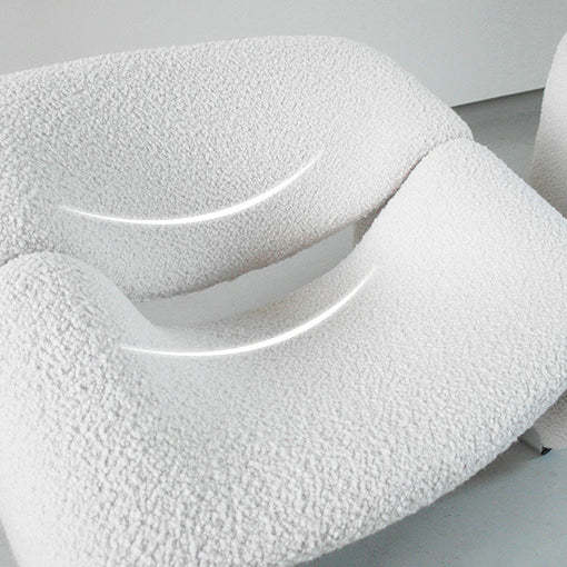 Scandinavian Steel Lambswool Accent Chair — Leathaire - White