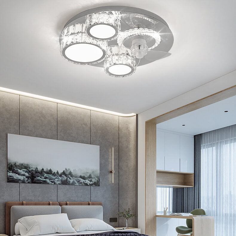 Chrome luxury stainless ceiling fans — Round / 220V-240V (UK/AU)