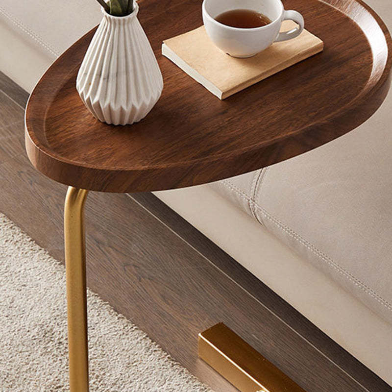 Minimalist Oval Engineered Wood Iron End Table