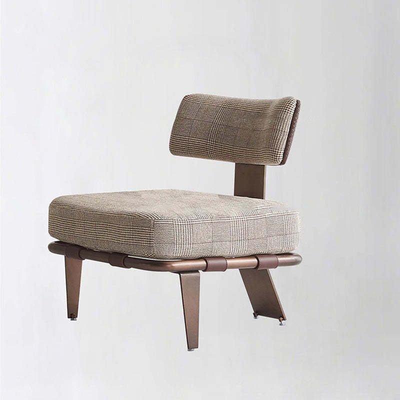 Modern Saddle Leather Steel Accent Chair