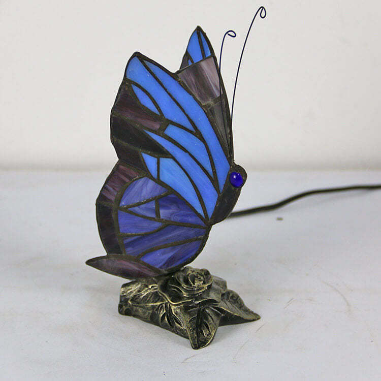 Tiffany Glass Butterfly Night Light Lamp