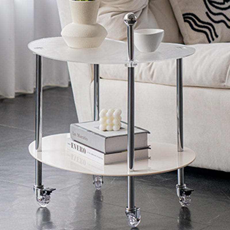Minimalist Cloud Acrylic Steel 2-Tier End Table