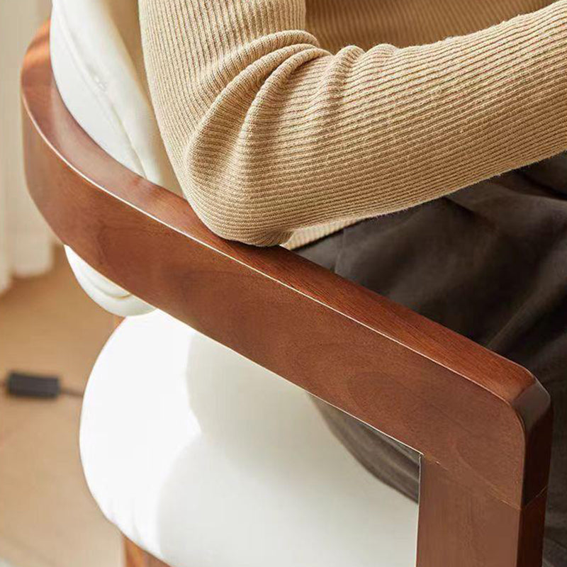 Scandinavian Bent Leather Wood Dining Armchair