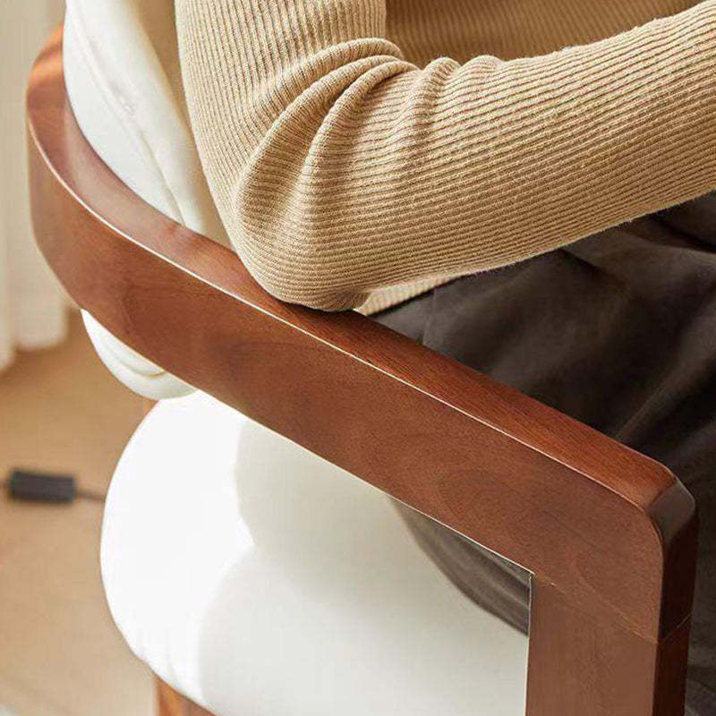Scandinavian Bent Leather Wood Dining Armchair