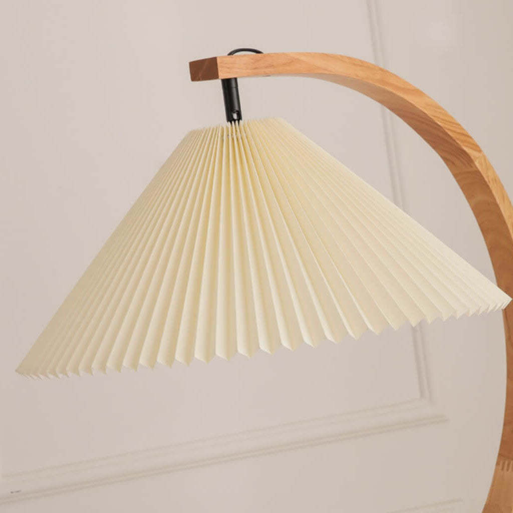 Vintage Pleated Solid Wood Tray Floor Lamp
