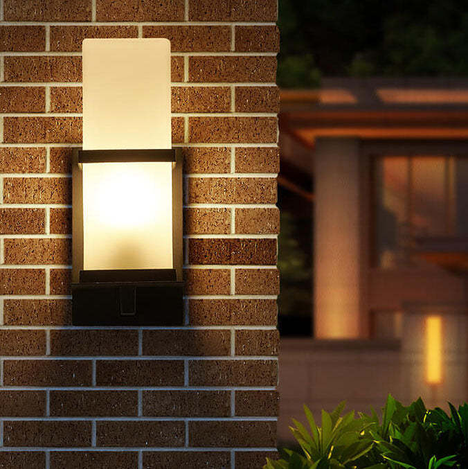 Industrial Column Frosted Glass Outdoor Wall Sconce