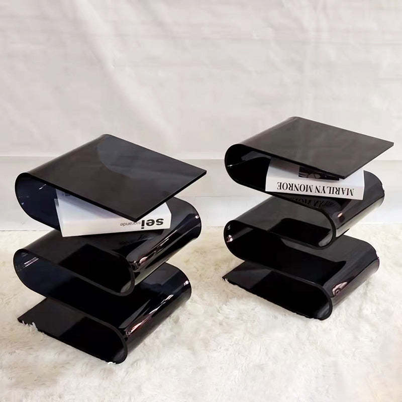 Minimalist Curved Acrylic End Table 5-Tier — Black