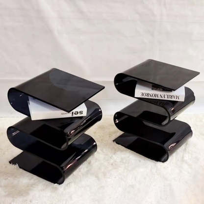 Minimalist Curved Acrylic End Table 5-Tier — Black