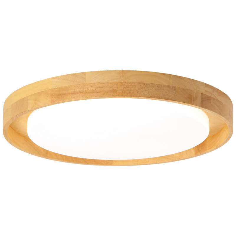 Japanese Wood Round LED Flush Mount Light