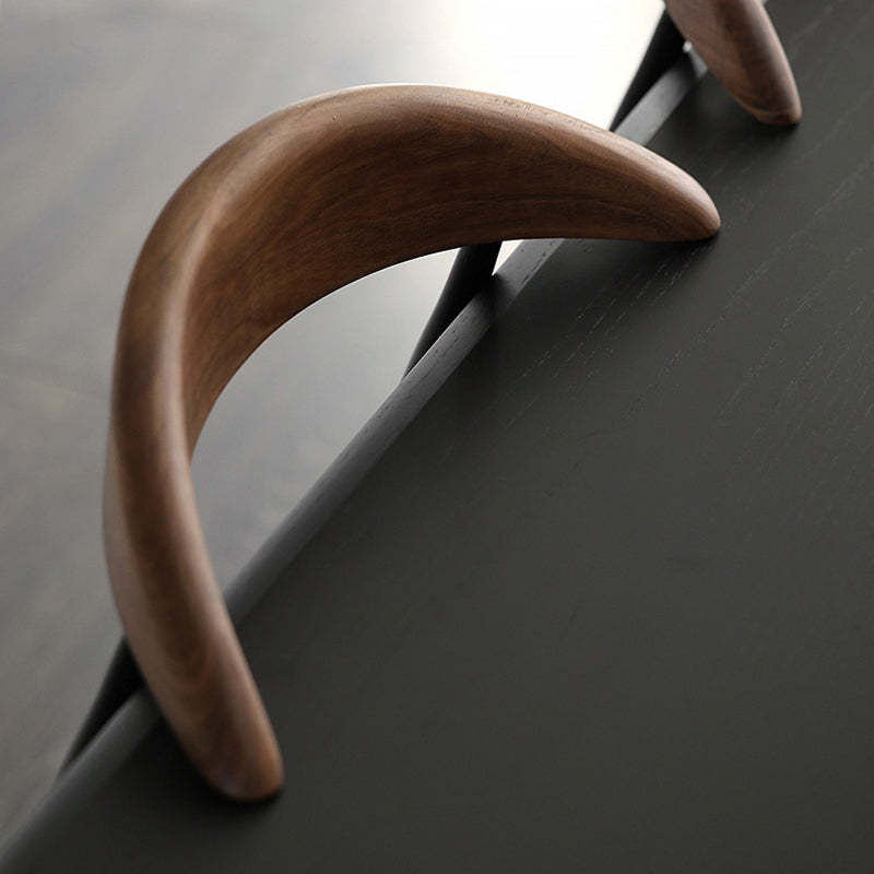 Nordic Cowl Curved Leather Wood Dining Chair
