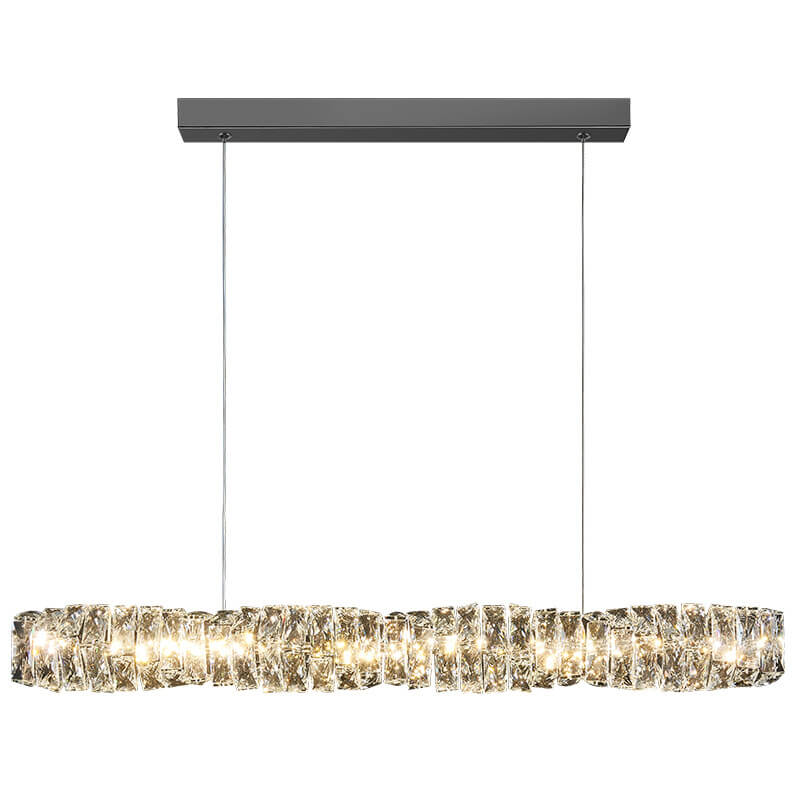 Modern Stainless Steel Crystal Strip LED Island Pendant