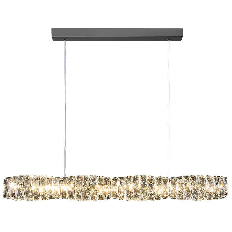 Modern Stainless Steel Crystal Strip LED Island Pendant
