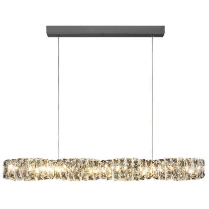 Modern Stainless Steel Crystal Strip LED Island Pendant