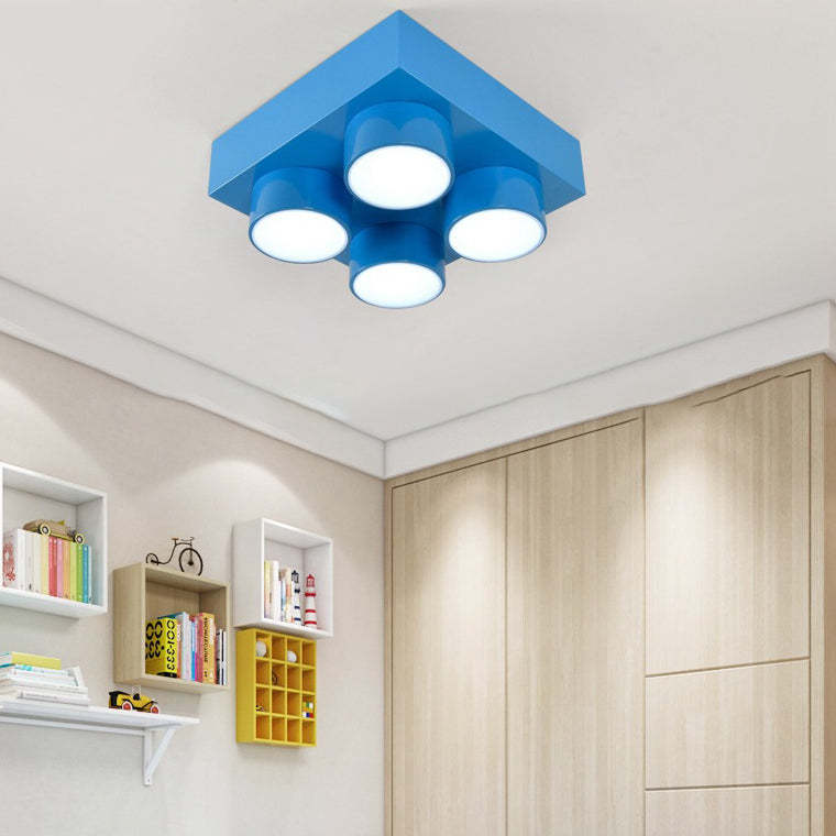 Contemporary Building Block Iron Flush Mount Light