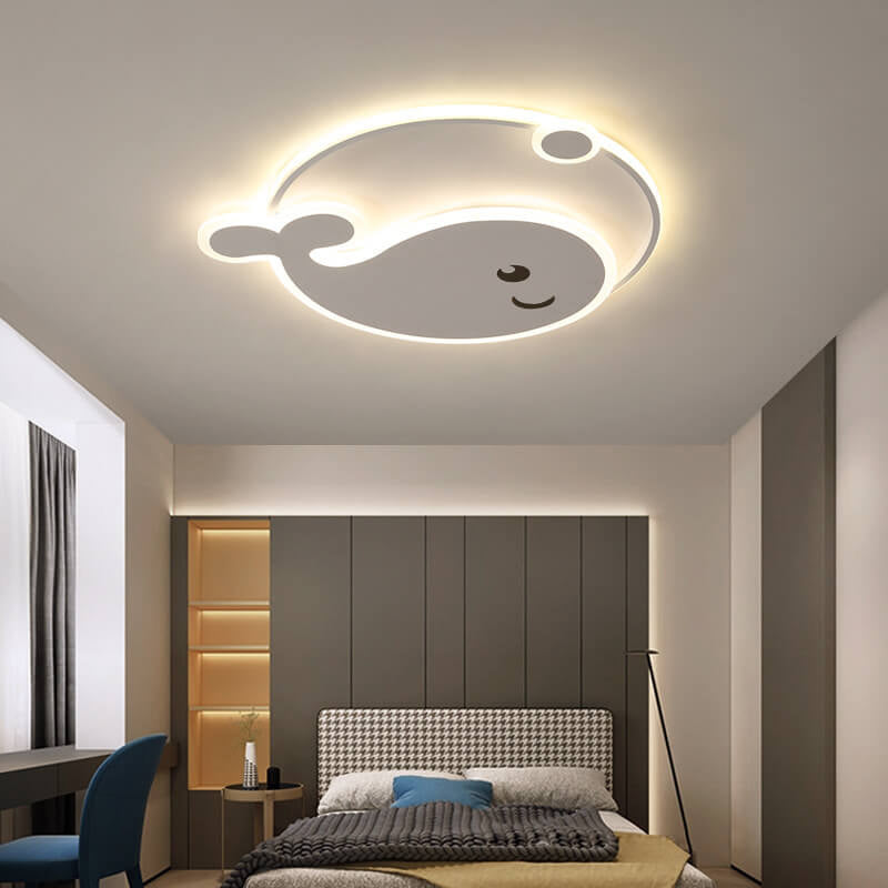 Creative dolphin moon flush mount lighting in acrylic — Small (12"H / Warm White (3000K) / 220V-240V (UK/AU)