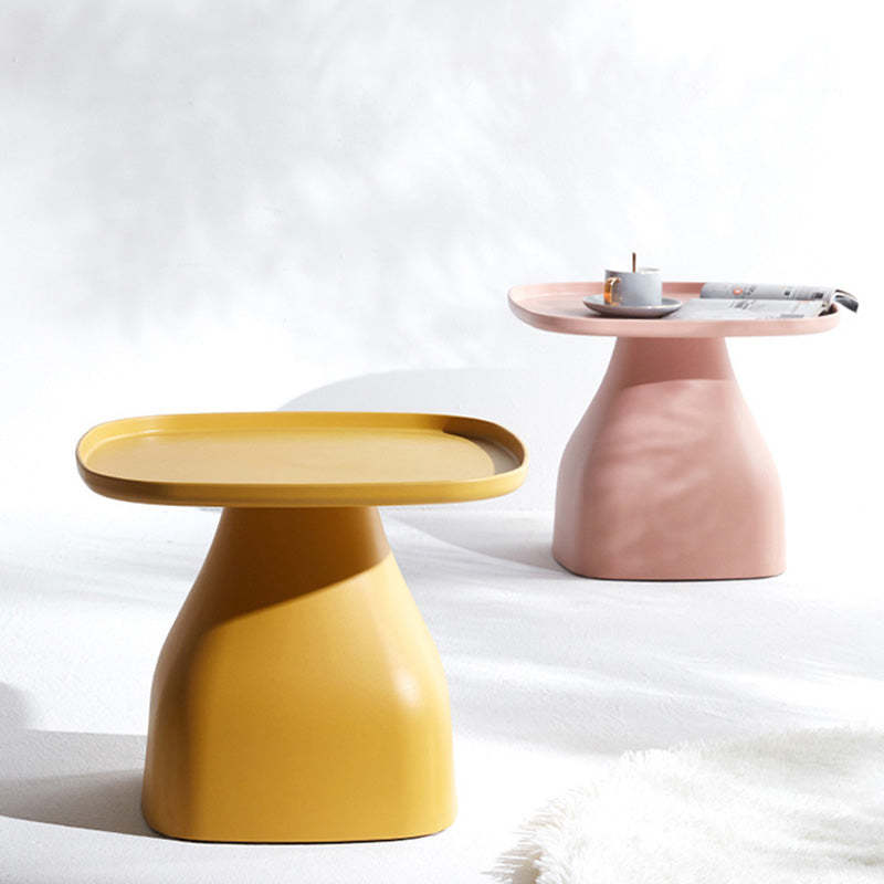 Scandinavian Round Column Plastic Coffee Table — Short / Pink