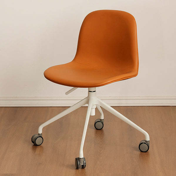 Nordic Ergonomic Microfiber Leather Lift Desk Chair — With Roller / Light Gray Seat + White Legs