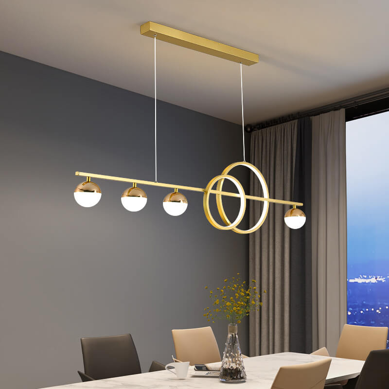 Modern Long Strip Round Globe LED Island Chandelier