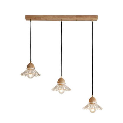 Vintage Log Glass Flower Island Chandelier