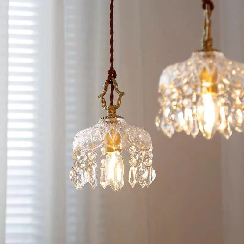 Vintage Decorative Floral Crystal Pendant Light