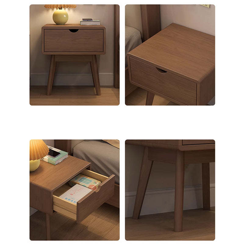 Modern Cubic Rubber Wood 1/2-Drawer Nightstand