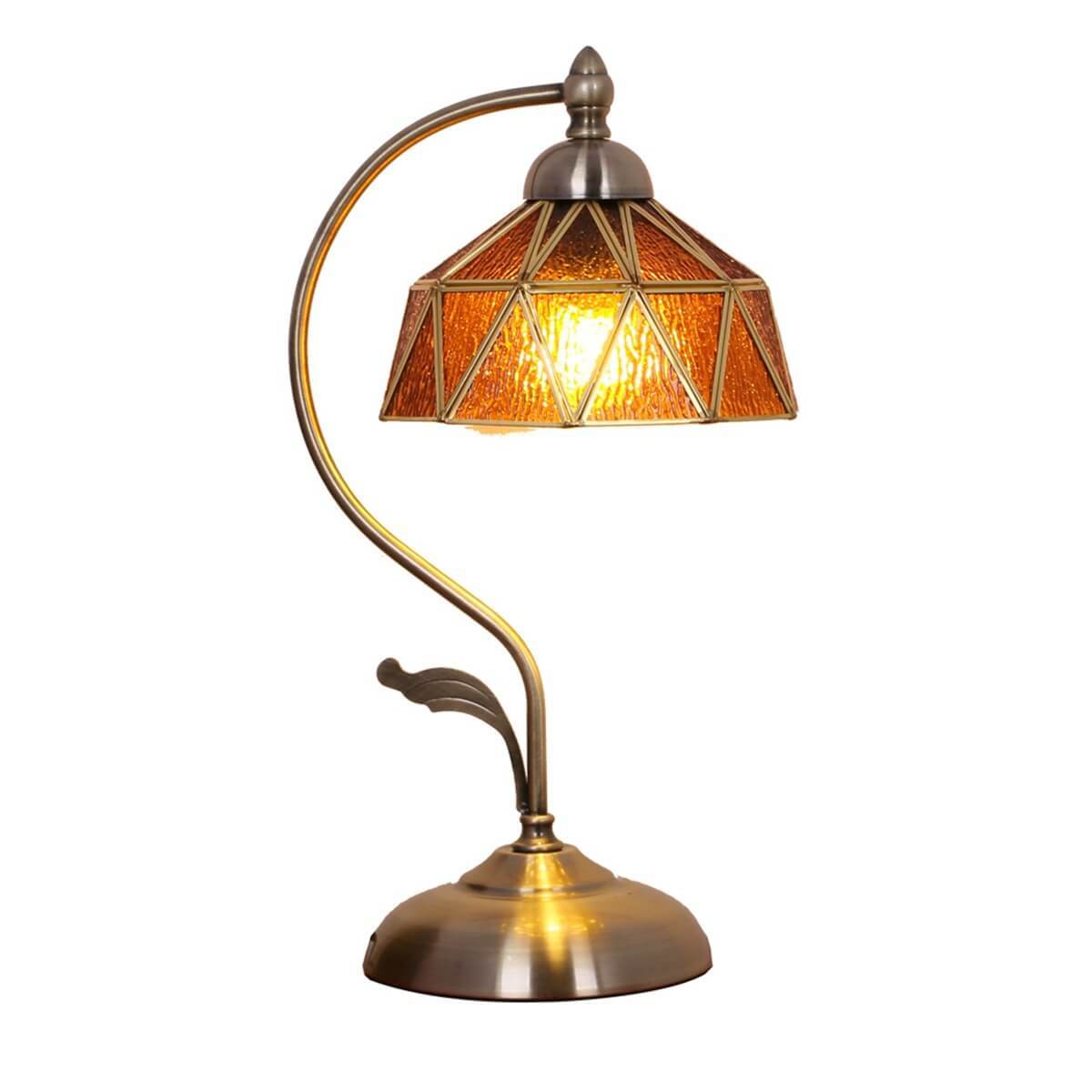 European Tiffany Amber Lucite Glass Lamp