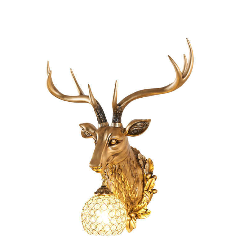 European Retro Deer Head Resin Sconce